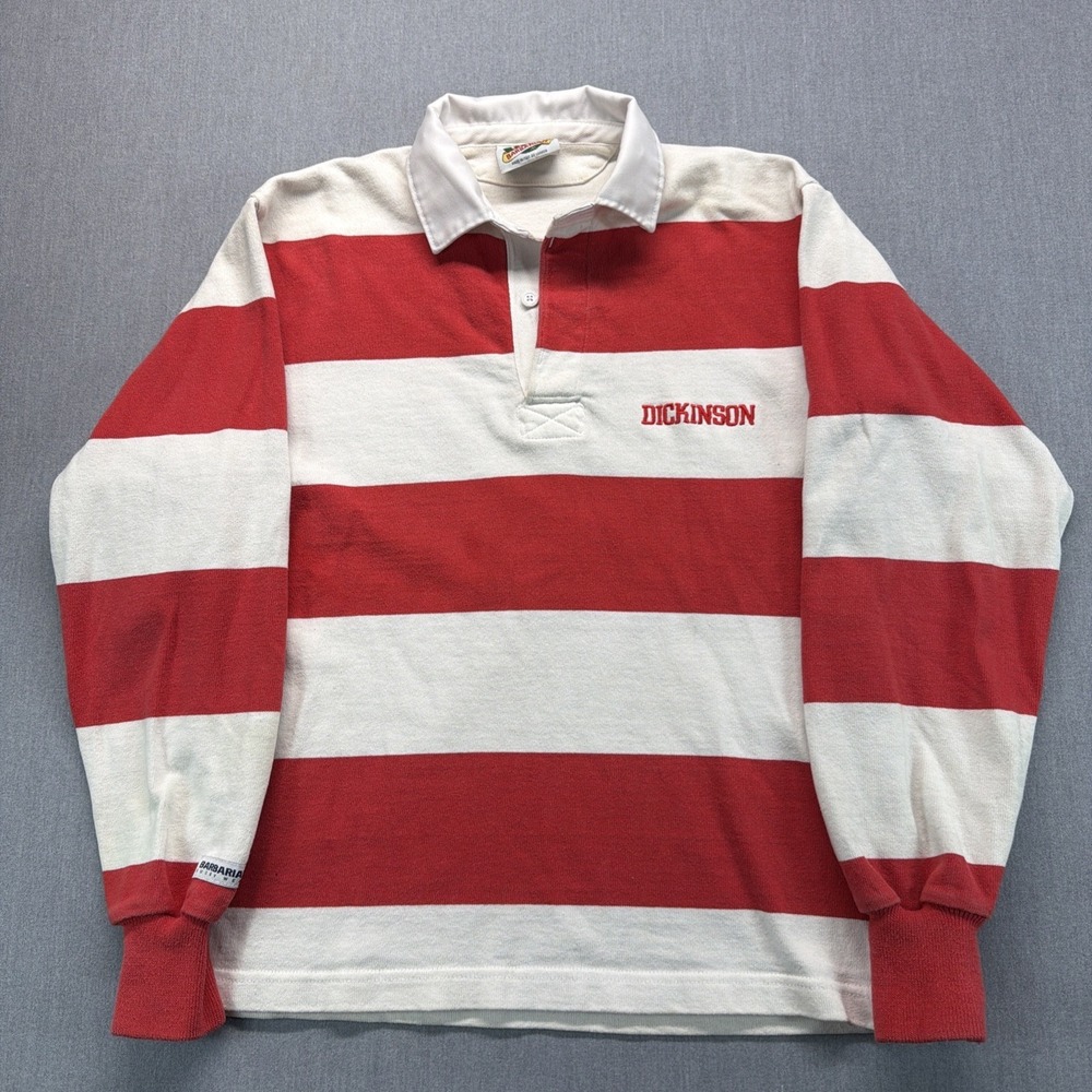 Barbarian Rugby Shirt Long Sleeve Red White Stripe Men's Small